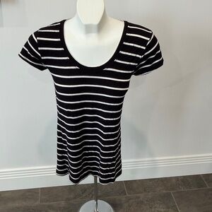 Zenana Outfitters Black and White Striped Tee